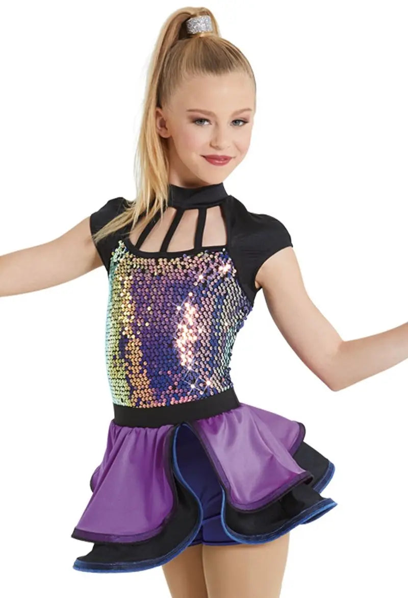 Pre-Owned Costume Medium Adult Purple Weissman Medium Adult Jazz Tap Clogging Musical Theater Sequin Dress