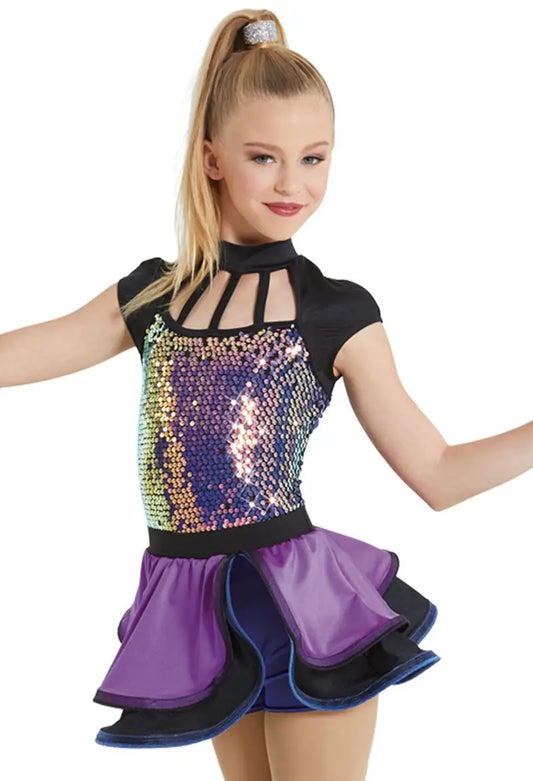 Pre-Owned Costume Medium Adult Purple Weissman Medium Adult Jazz Tap Clogging Musical Theater Sequin Dress