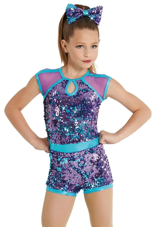 Pre-Owned Costume Medium Adult Purple Weissman 12314 Jazz Tap Clogging Acro Sequin Romper