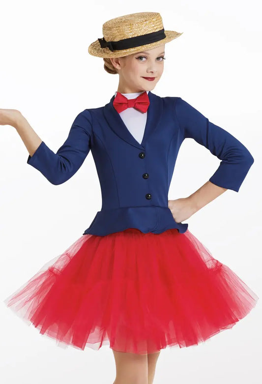 Pre-Owned Costume Intermediate Child Blue Weissman 12350 Jazz Musical Theater Tap Jacket Dress Mary Poppins