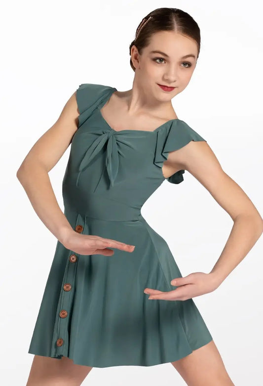 Pre-Owned Costume Small Adult Green Weissman 12519 Lyrical Contemporary Jazz Flowy Dress Buttons