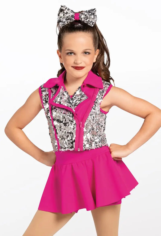 Pre-Owned Costume Weissman 12529 Large Child Hot Pink Jazz Hip Hop Sequins