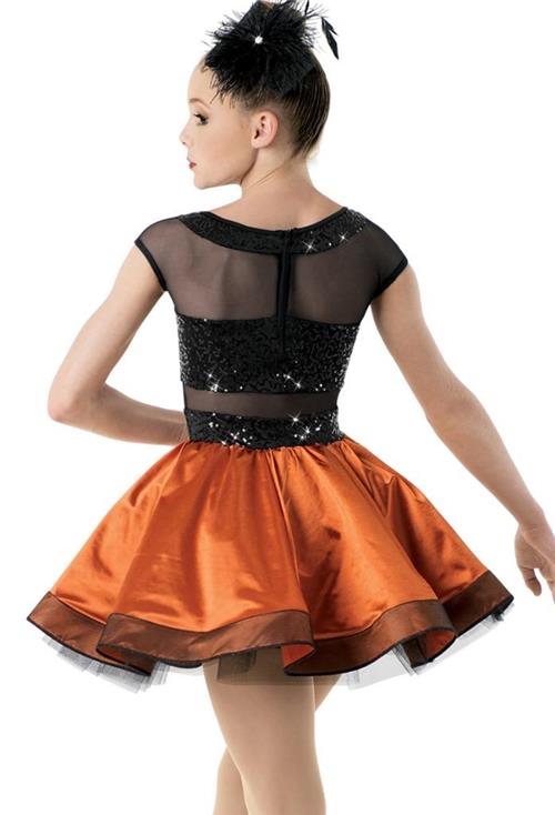 Pre-Owned Costume Weissman 10138 Medium Child Orange Dress Jazz Sequin