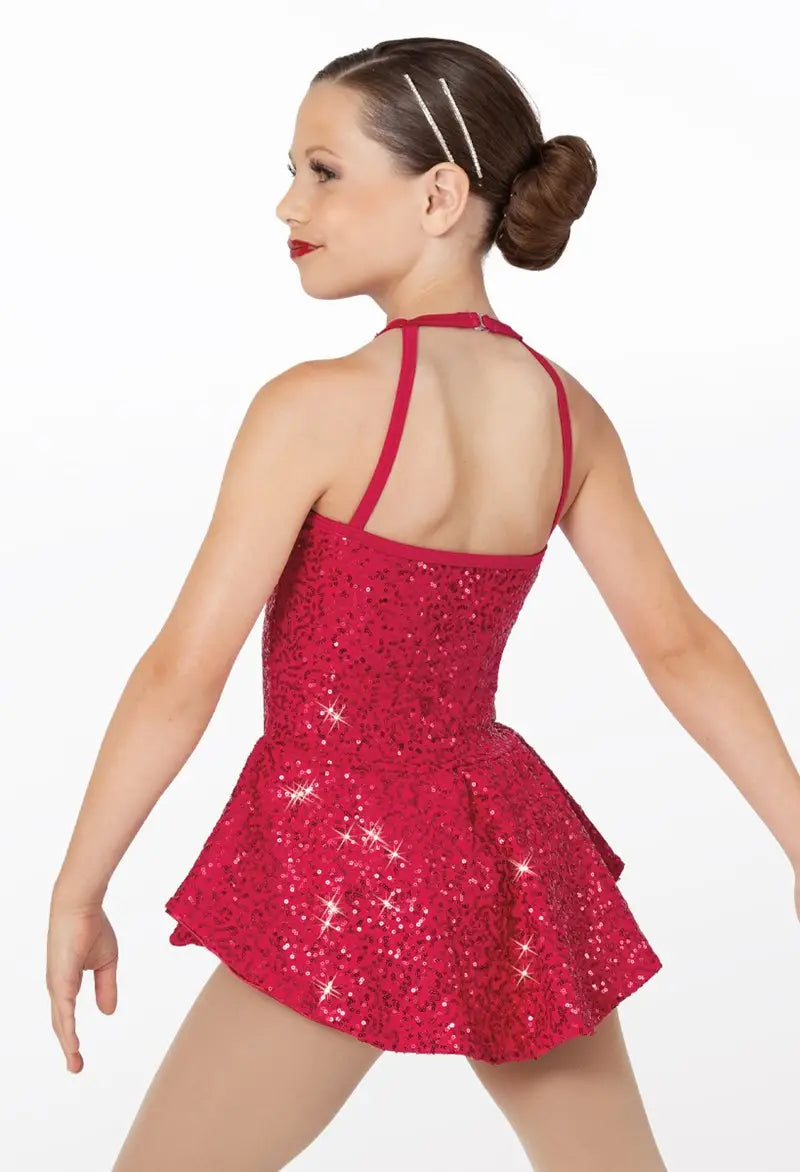 Pre-Owned Costume XL Adult Red Weissman 12827 Jazz Tap Musical Theater Sequin Back Skirt Open Back