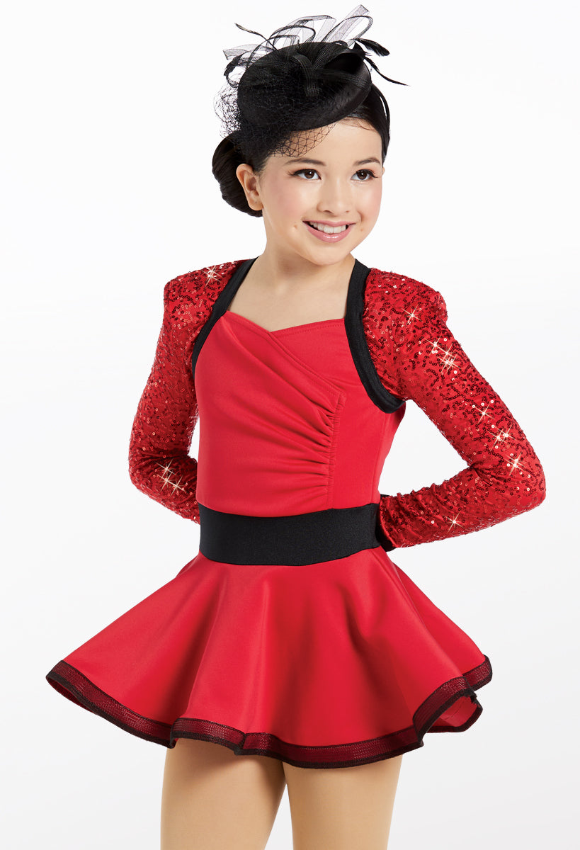 Pre-Owned Costume Weissman  13699 Small Child Red Dress Jazz Pageant Sequin