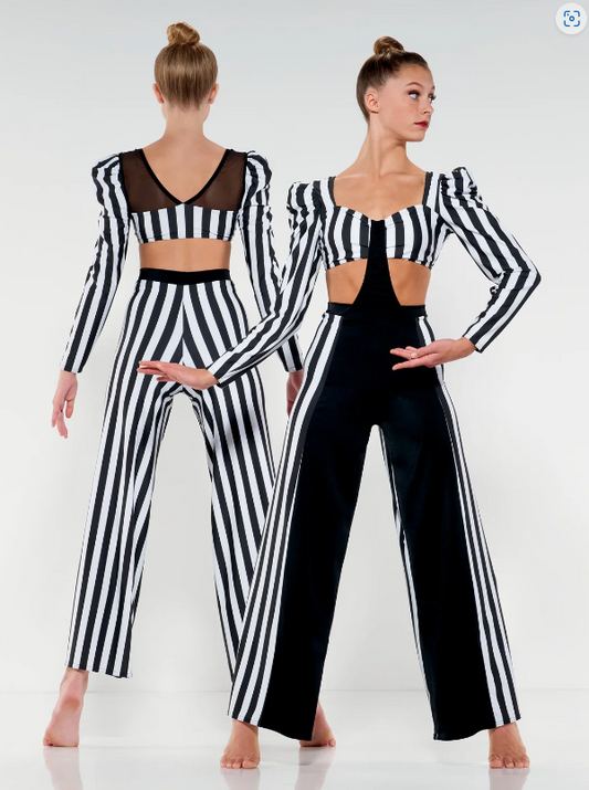 Pre-Owned Costume Small Adult BlackWhite Kelle Jazz Contemporary 2 pc Stripes