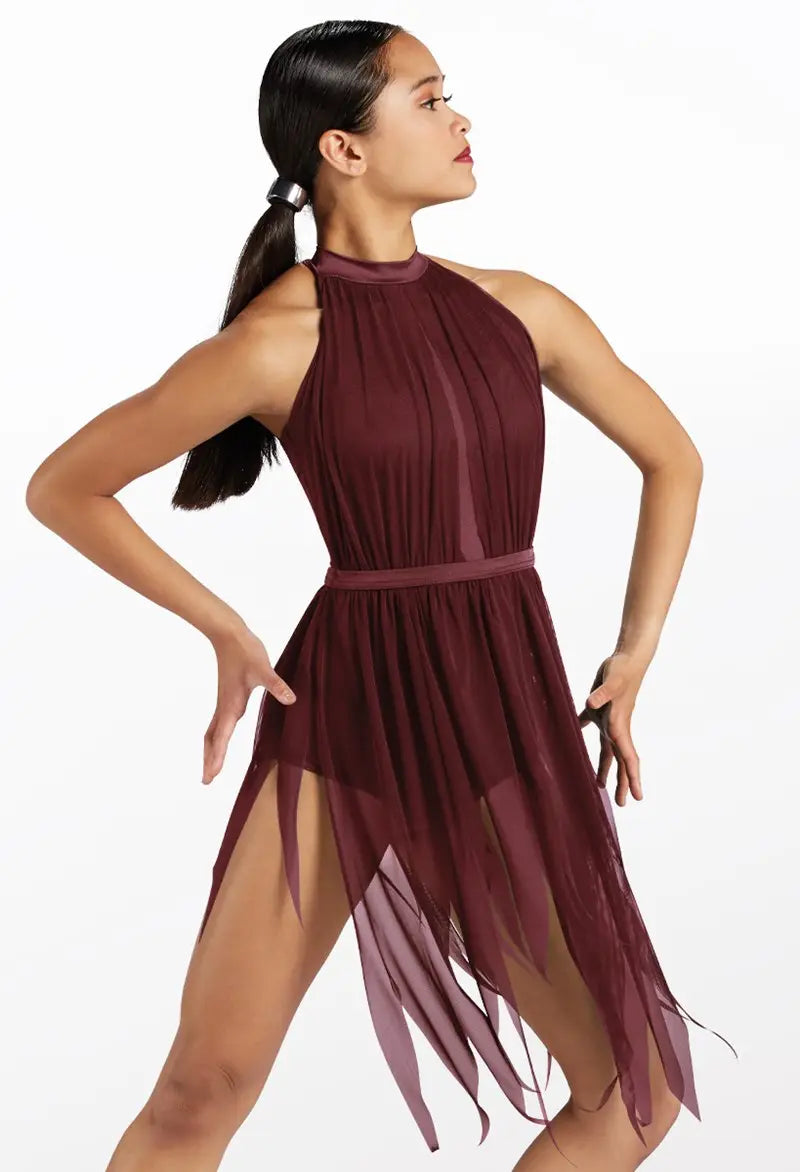 Pre-Owned Costume Lyrical Small Adult Burgundy Weissman 13083 Dress Halter Contemporary Ballet