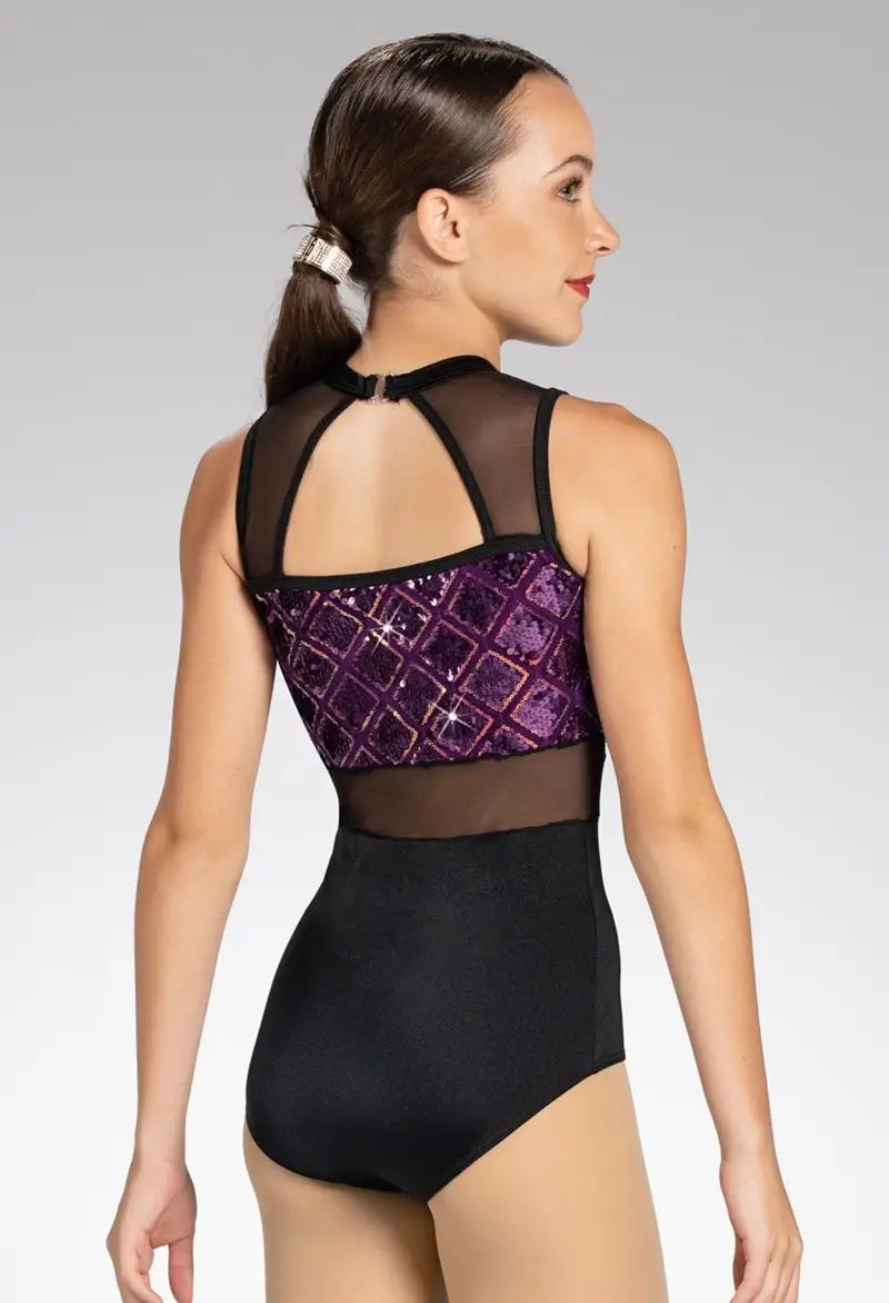 Pre-Owned Costume Large Adult Purple Weissman 13186 Jazz Tap Acro Contemporary Leotard Sequin
