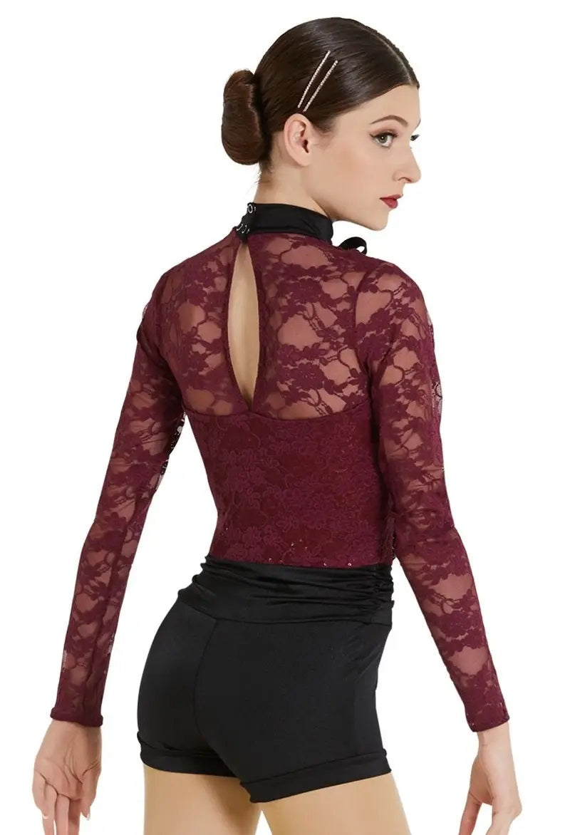 Pre-Owned Costume Weissman 12083 Small Adult Burgundy Lace Ruffles Jazz