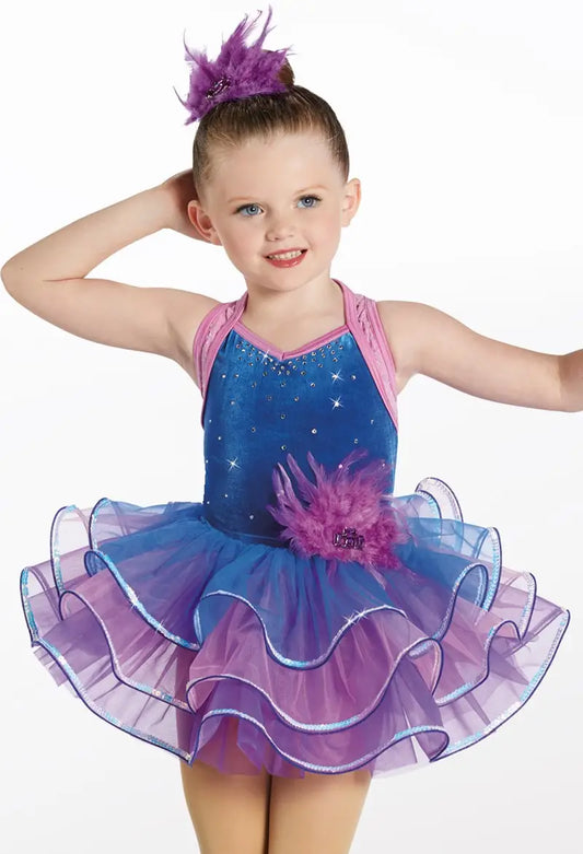 Pre-Owned Costume Small Child Blue Purple Weissman 13314 Ballet Tap Dress Up Velvet Rhinestone Tutu
