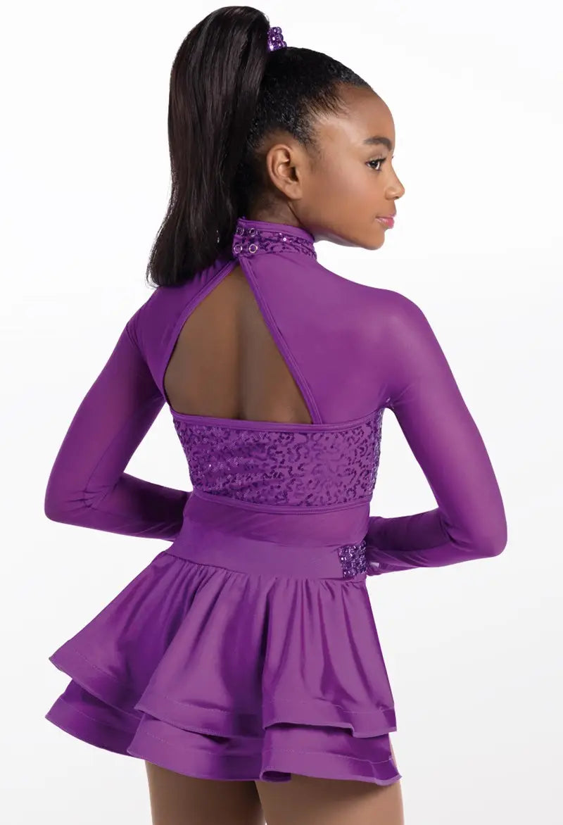 Pre-Owned Costume Small Child Purple Weissman 13342 Jazz Tap Clogging Musical Theater Sequin Dress Rhinestones