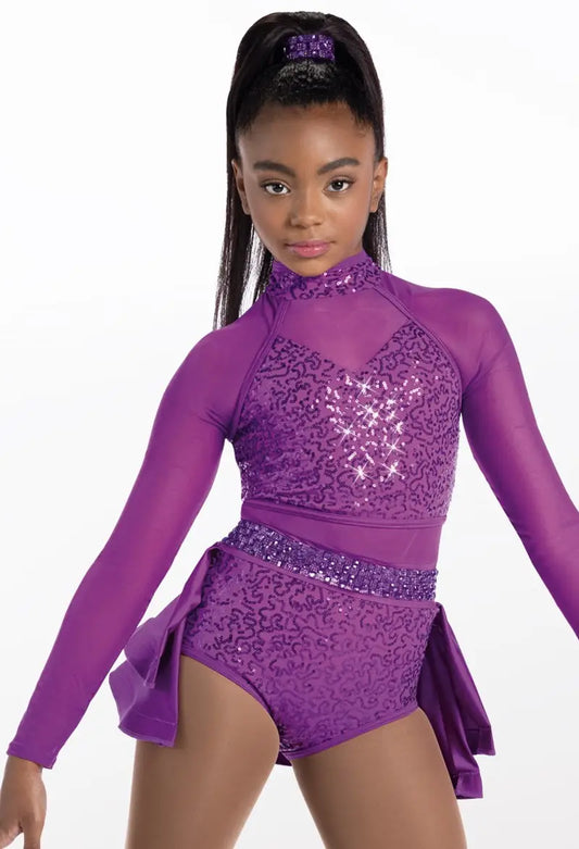 Pre-Owned Costume Small Child Purple Weissman 13342 Jazz Tap Clogging Musical Theater Sequin Dress Rhinestones
