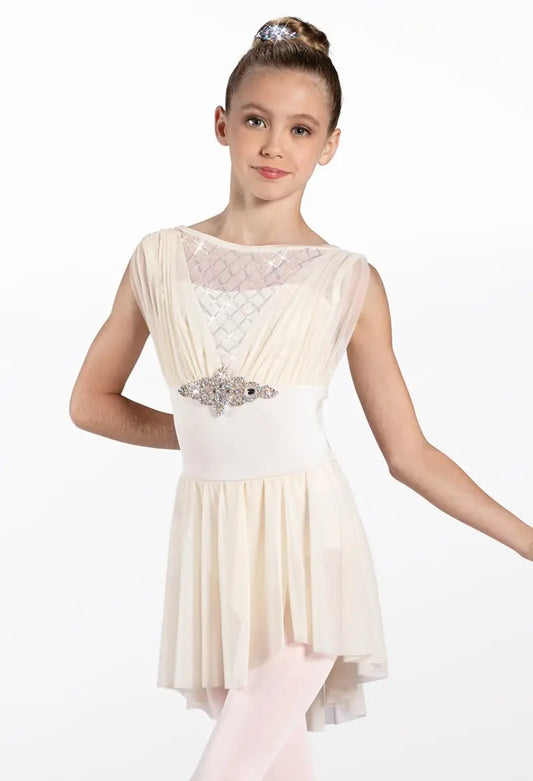 Pre-Owned Costume Large Adult Ivory Weissman 13350 Ballet Lyrical Contemporary Velvet Flowy Skirt Sequin