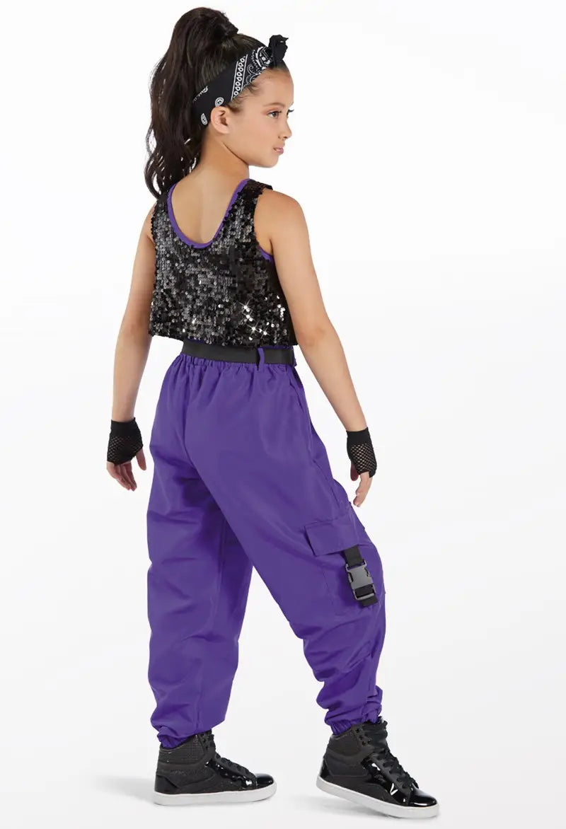 Pre-Owned Costume Large Adult Purple Weissman 13461 Hip Hop Tap Clogging Jazz 2pc Cargo Pants