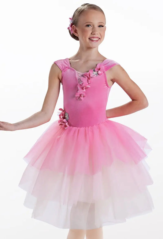 Pre-Owned Costume Medium Child Pink Weissman 13510 Ballet Pointe YAGP Princess Tutu Floral Tulle