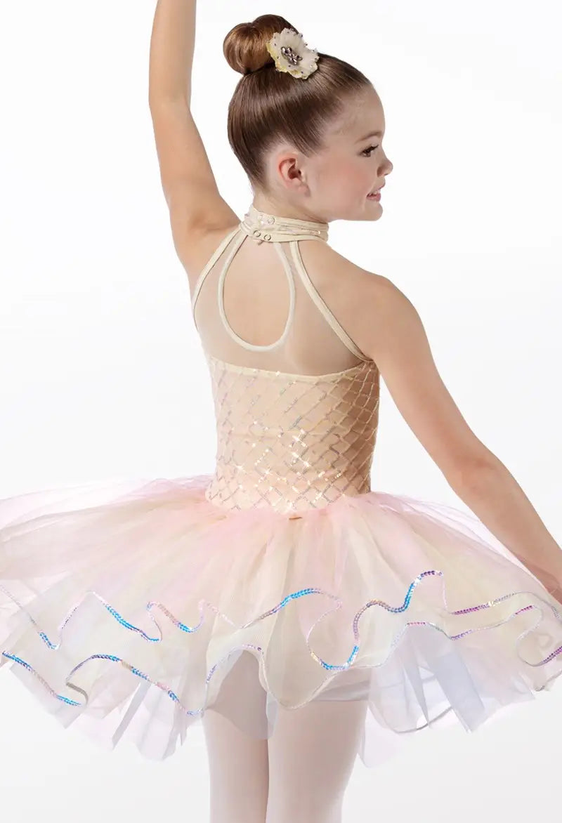 Pre-Owned Costume Medium Child Ivory Weissman 13613 Ballet Pointe YAGP Sequin Tutu Sparkle