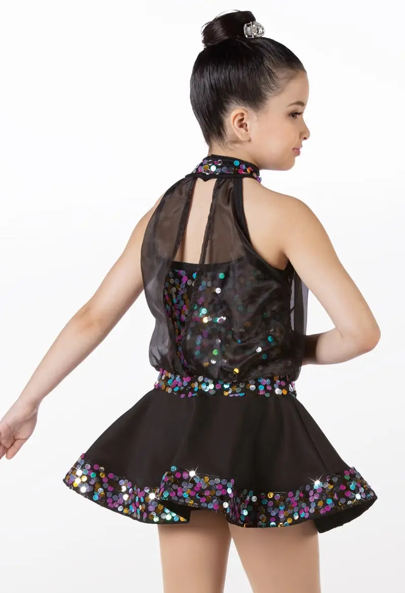 Pre-Owned Costume Small Adult Black Weissman 13786 Jazz Tap Clogging Musical Theater Dress Sequin Colorful