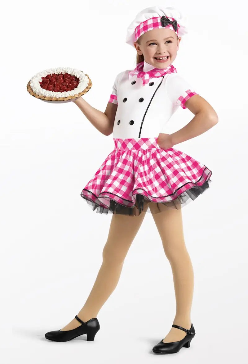 Pre-Owned Costume Small Child Pink Weissman 13826 Jazz Tap Musical Theater Chef Checkerd Dress Chef