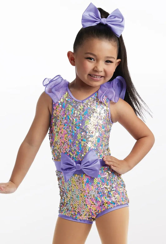 Pre-Owned Costume XL Child Purple Weissman 13871 Jazz Tap Clogging Musical Theater Biketard Bow Sequin
