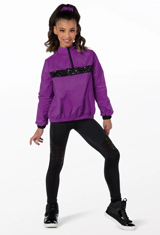Pre-Owned Costume Weissman 14193 Medium Child Purple Jacket and Unitard Hip Hop Sequin