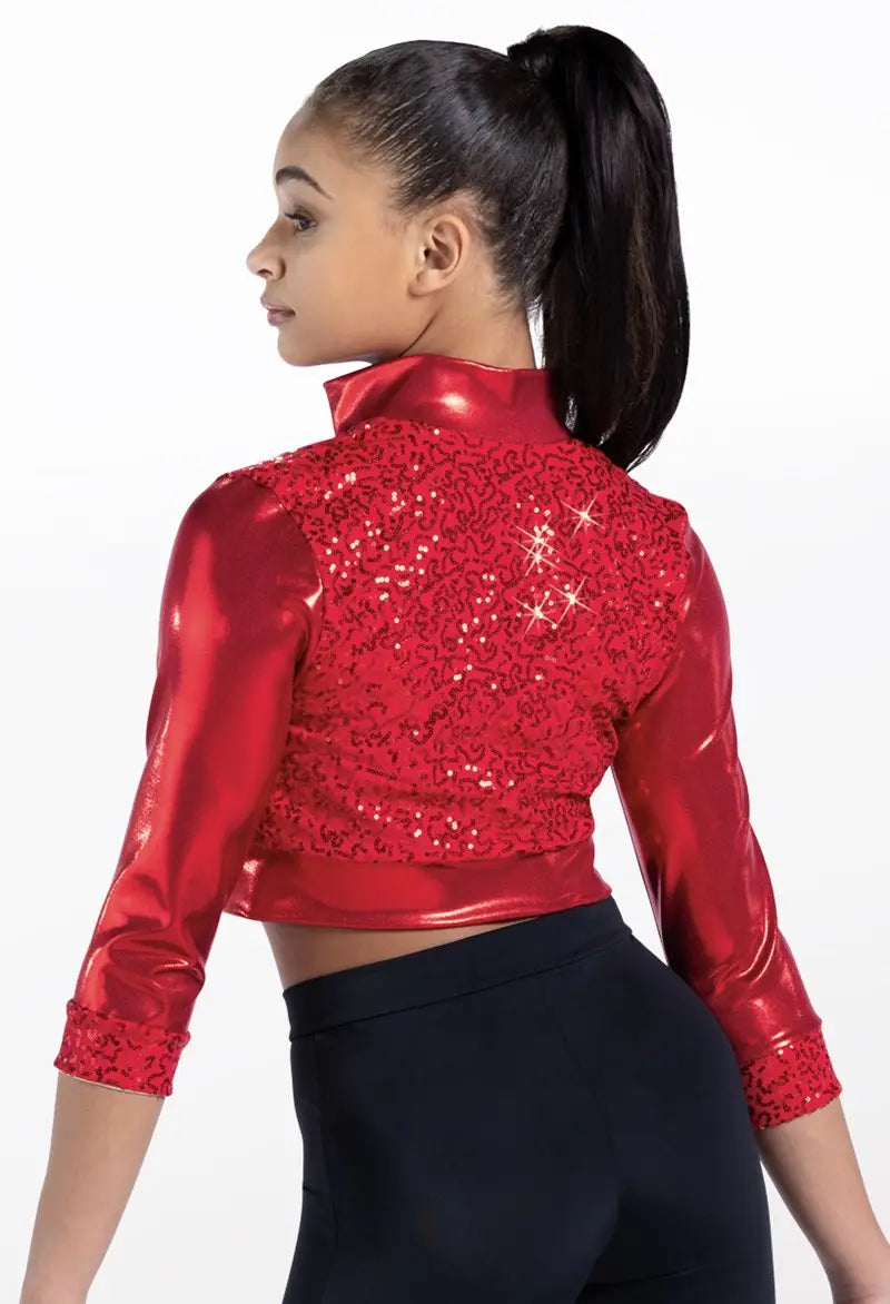 Pre-Owned Balera 14236 Sequin Crop Jacket Black Medium Adult