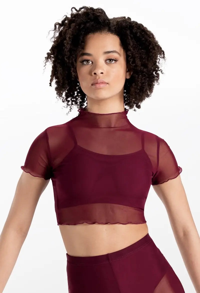 Pre-Owned Sheer Crop Top Weissman 14428 Small Adult Black Jazz Tap