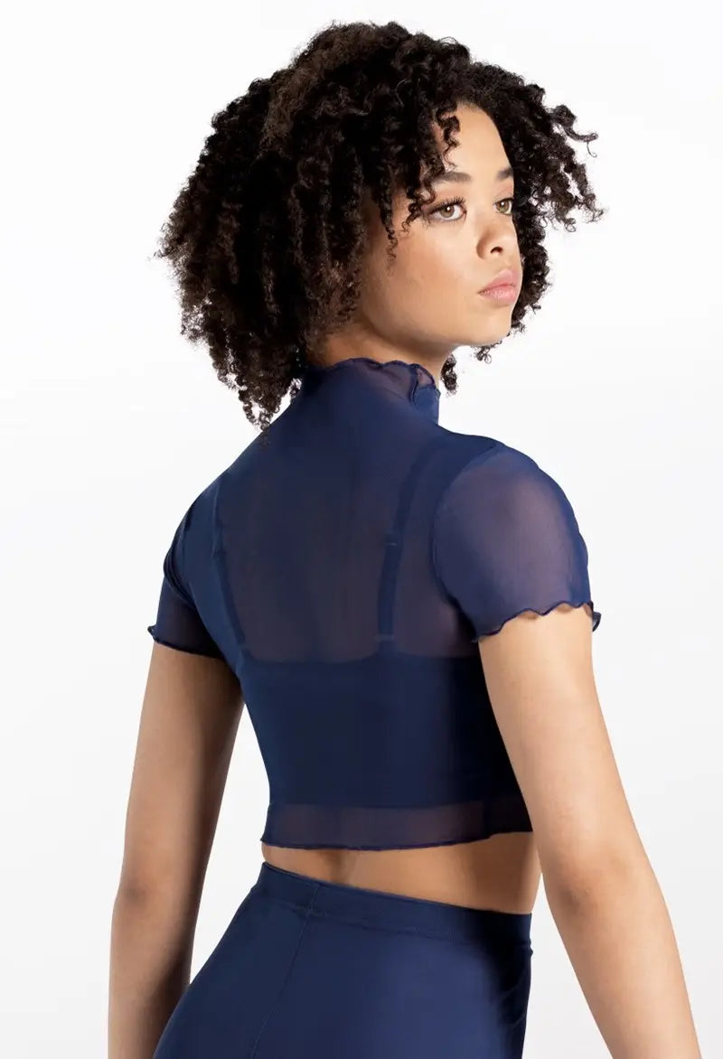 Pre-Owned Sheer Crop Top Weissman 14428 Small Adult Black Jazz Tap