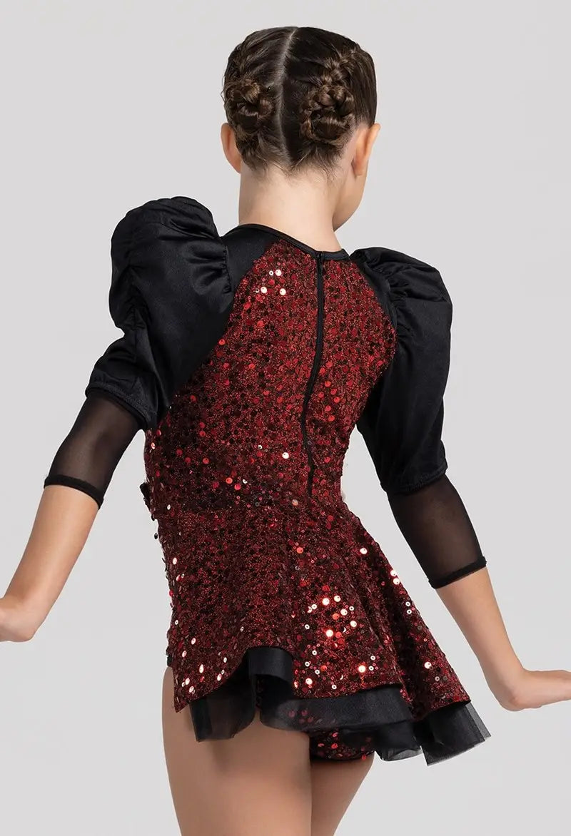Pre-Owned Costume Weissman 14588 Medium Adult Red Jazz Tap Sequin Peplum Leotard