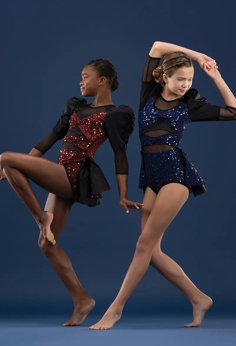 Pre-Owned Costume Weissman 14588 Medium Adult Red Jazz Tap Sequin Peplum Leotard