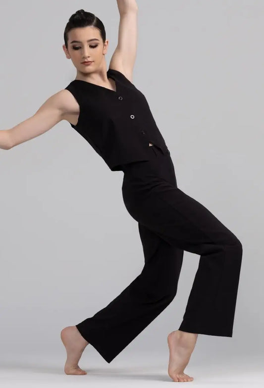 Pre-Owned Costume Small Adult Black Weissman 14647 Jazz Tap Contemporary Musical Theater 2 pc Suit