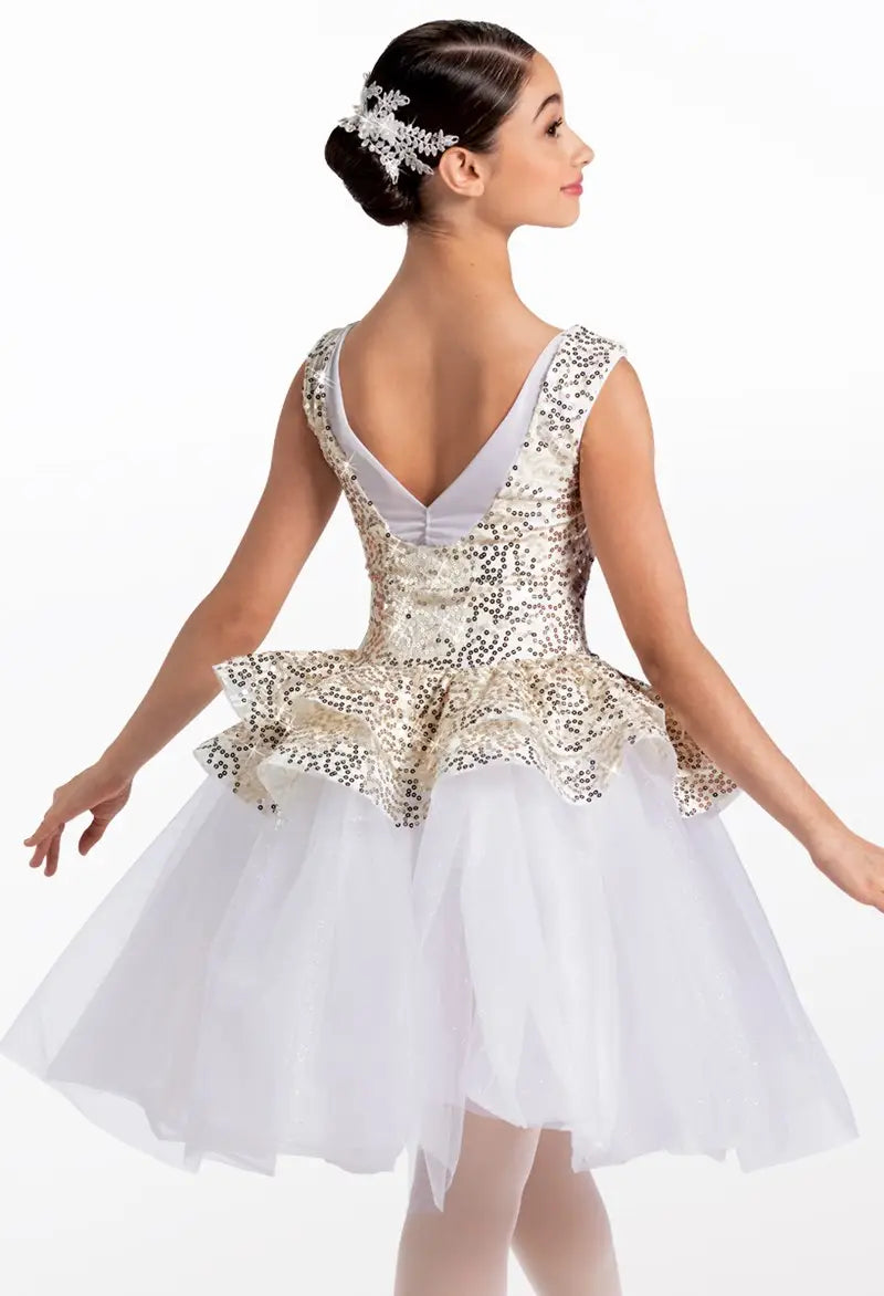 Pre-Owned Costume Large Child White Weissman 14661 Ballet Pointe YAGP Tutu Sequin Lace