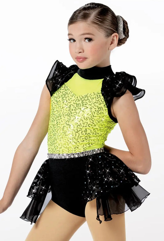 Pre-Owned Costume Weissman 14703 Large Adult Neon Green Skirt Jazz Sequin