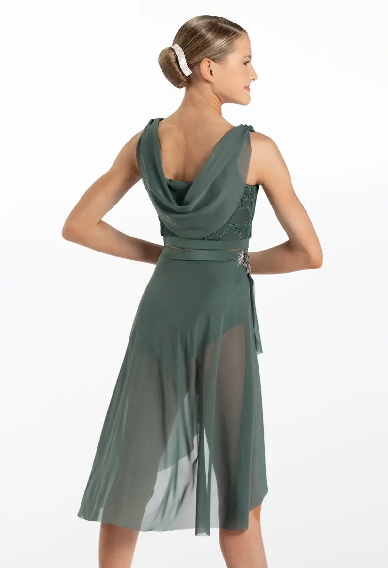 Pre-Owned Costume Small Adult Green Weissman 14716 Lyrical Contemporary Ballet 2pc Sequin Lace