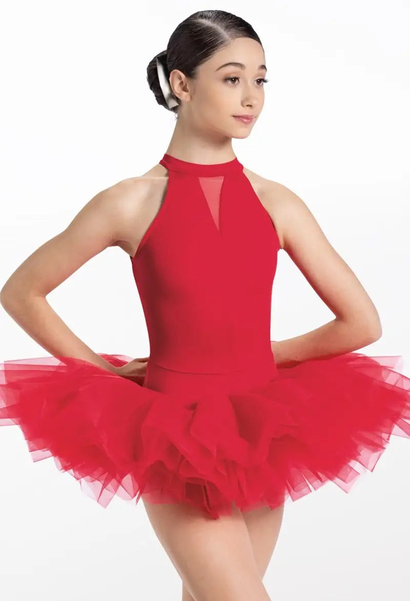 Pre-Owned Costume Large Adult Red Weissman 14785 Ballet Pointe YAGP Leotard Mesh Tutu