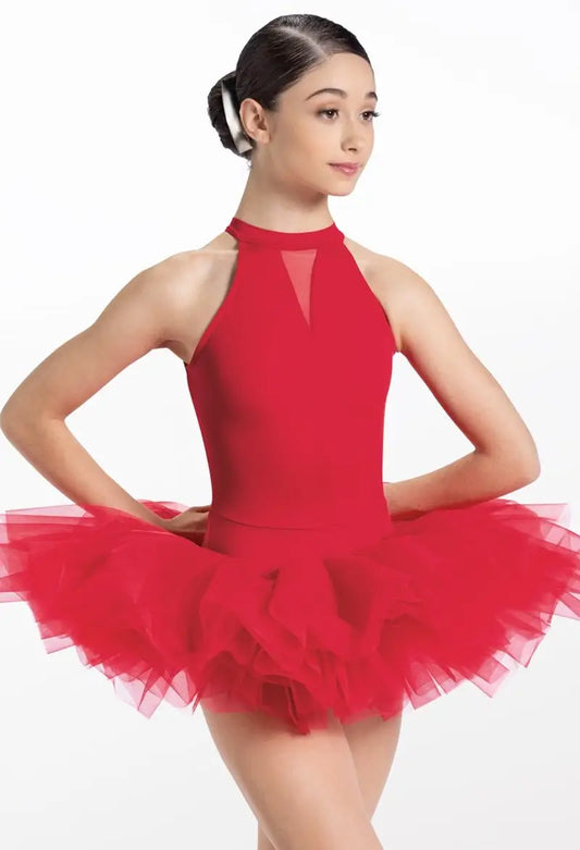 Pre-Owned Costume Large Adult Red Weissman 14785 Ballet Pointe YAGP Leotard Mesh Tutu