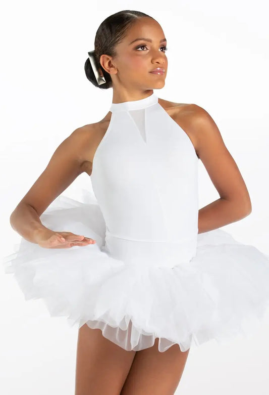 Pre-Owned Costume Medium Adult White Weissman 14785 Ballet Pointe YAGP Leotard Mesh Tutu