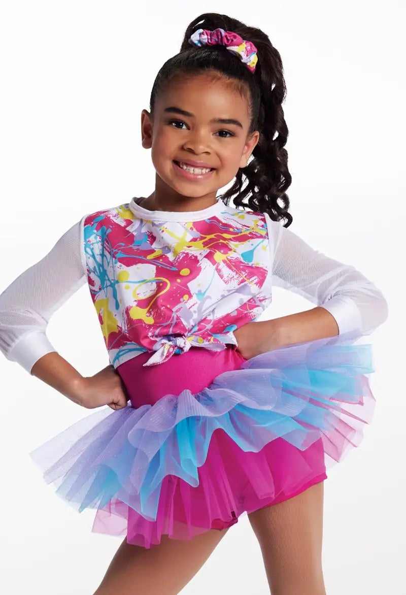 Pre-Owned Costume Small Child Pink Weissman 14871 Hip Hop Jazz Tap Clogging Colorful Grafitti Tutu