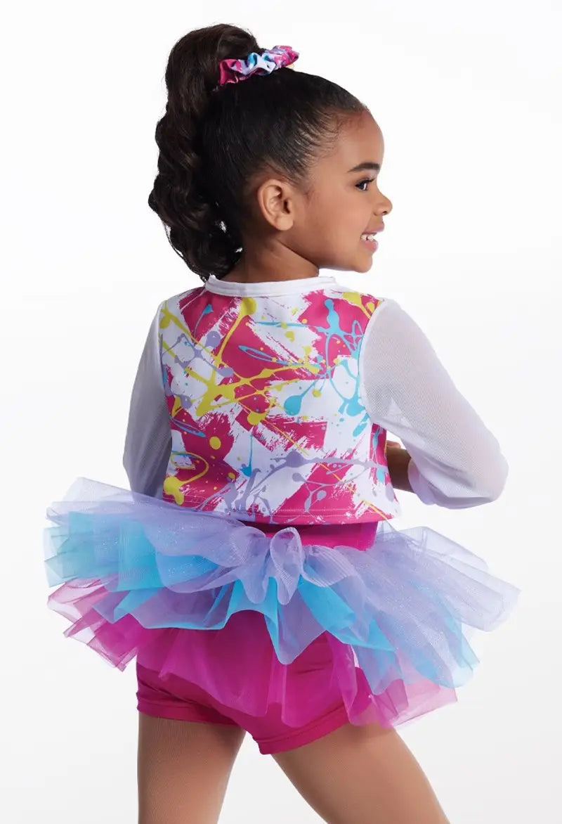 Pre-Owned Costume Small Child Pink Weissman 14871 Hip Hop Jazz Tap Clogging Colorful Grafitti Tutu