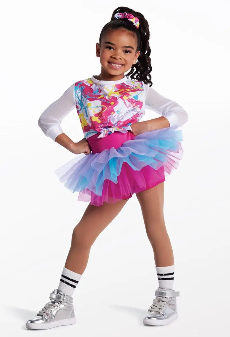 Pre-Owned Costume Small Child Pink Weissman 14871 Hip Hop Jazz Tap Clogging Colorful Grafitti Tutu