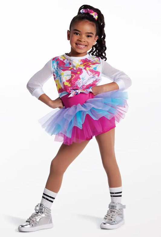 Pre-Owned Costume Small Child Pink Weissman 14871 Hip Hop Jazz Tap Clogging Colorful Grafitti Tutu