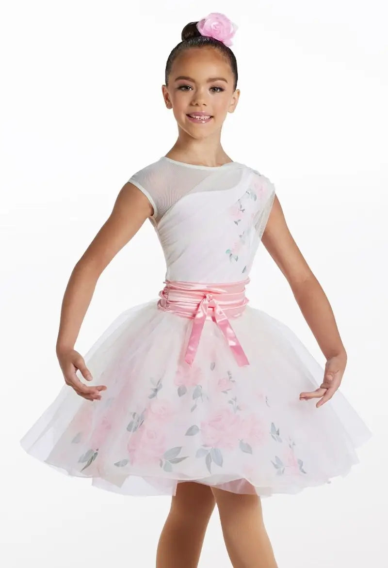 Pre-Owned Costume XL Adult Ivory Pink Weissman 14927 Ballet Pointe Lyrical YAGP Tutu Flowers Ribbon