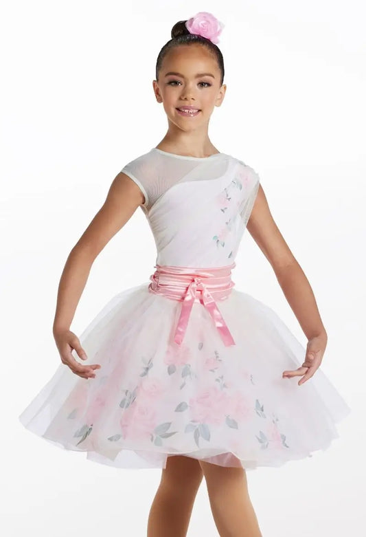 Pre-Owned Costume XL Adult Ivory Pink Weissman 14927 Ballet Pointe Lyrical YAGP Tutu Flowers Ribbon