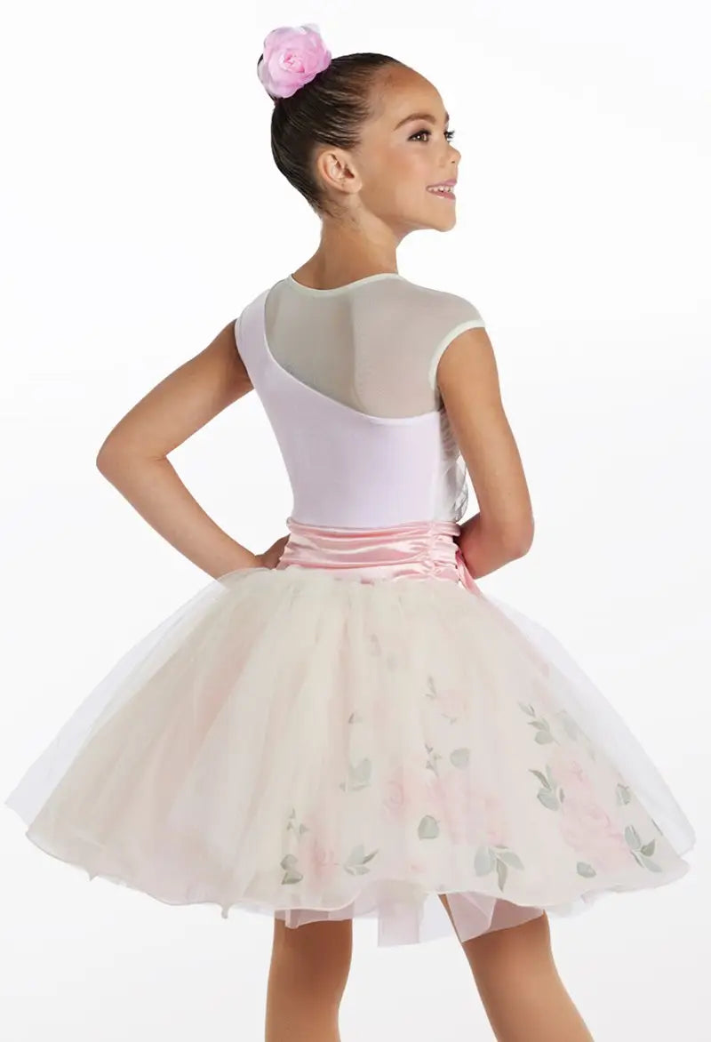 Pre-Owned Costume XL Adult Ivory Pink Weissman 14927 Ballet Pointe Lyrical YAGP Tutu Flowers Ribbon
