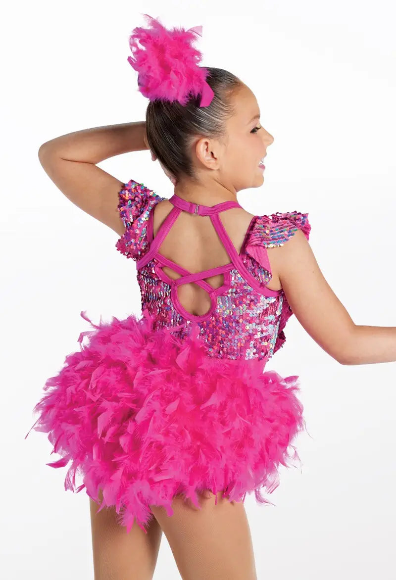 Pre-Owned Costume Jazz Small Adult Turquoise Weissman 14952 Feathers Sequins Tap Clogging Musical Theater