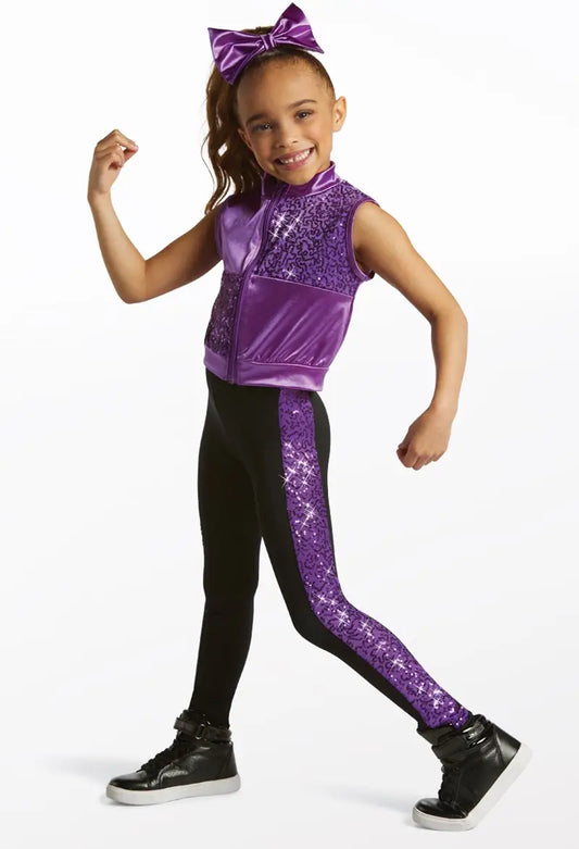 Pre-Owned Costume Intermediate Child Purple Weissman 14972 Hip Hop Jazz Tap Clogging Sequin Jacket Unitard