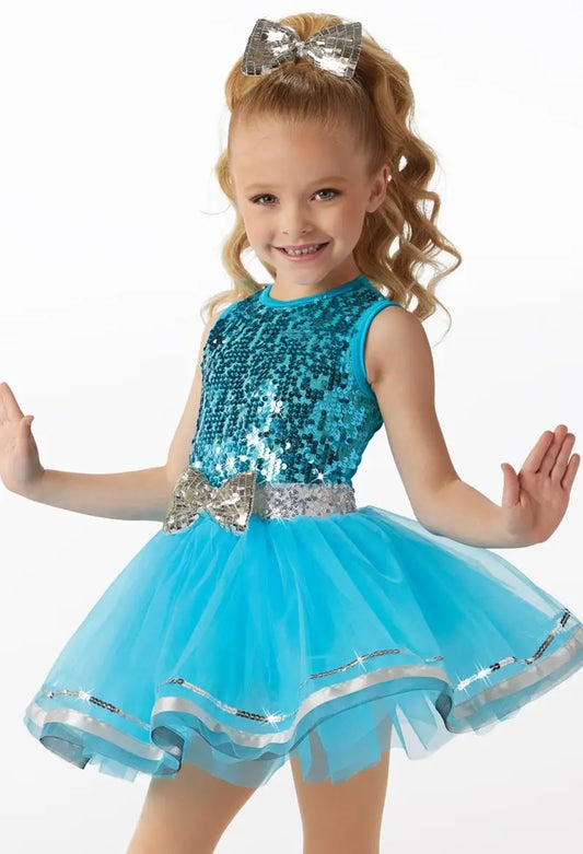 Pre-Owned Costume Weissman 15326 Medium Child Blue Dress Jazz Tap Sequins