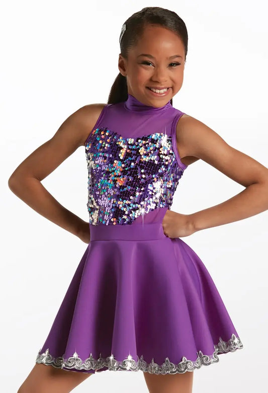 Pre-Owned Costume Weissman 15453 Medium Adult Purple Embroidery Jazz Tap Sequin