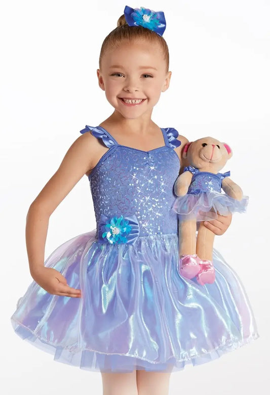 Pre-Owned Costume XS Child Blue Weissman 15638 Tap Ballet Dress up Shiny Sequin Ruffle