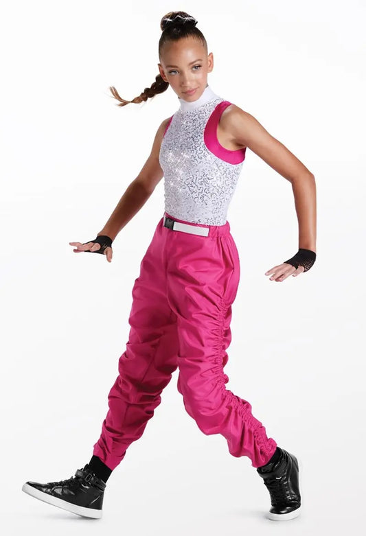 Pre-Owned Costume Weissman 15675 Small Adult Pink Leo Pants Set Hip Hop Sequin