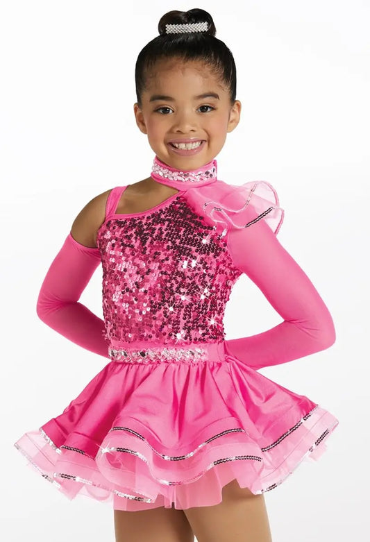 Pre-Owned Costume XL Child Pink Weissman 15838 Tap Jazz Pageant Sequin Dress